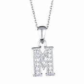 Adriana's Personalized Silvertone and CZ Initial Necklace - "M"