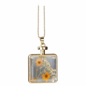 Arlo's Gold Dried Flower Glass Locket Necklace - Orange & Peach