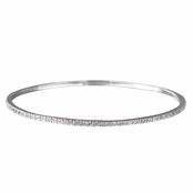Caprice's CZ Bangle Bracelet - 8" Silvertone