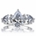 Pear Cut 3.5 TCW Three stone Silvertone Engagement Ring