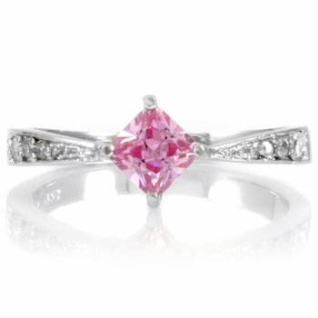 Elisa's Pink Princess Cut CZ Promise Ring