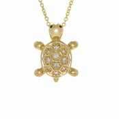 Emiko's CZ Turtle Necklace - Goldtone