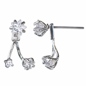 Fantasia's Silver and CZ Star Stud Front Back Earrings