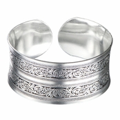 Kanya's Silvertone Boho Tribal Cuff Bracelet
