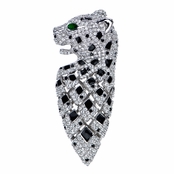 Black and Green Silvertone Leopard Charm for Jewelry Making