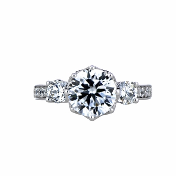 Renalde's 3 Stone Flower Set CZ Engagement Ring