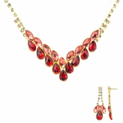 Ziba's Fancy Red CZ Fashion Prom Necklace Set