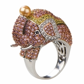 Zoelle's Silvertone Pink Elephant Cocktail Ring