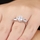Pear Cut 3.5 TCW Three stone Silvertone Engagement Ring